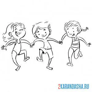 Раскраска дети в купальниках