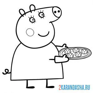 Раскраска мама свинка испекла печенье