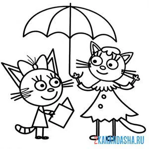 Раскраска карамелька и лапочка под зонтиком