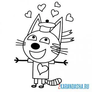 Раскраска коржик в сердечках