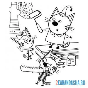 Раскраска строят дом на дереве