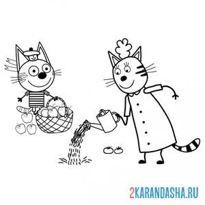 Раскраска мама и коржик в саду