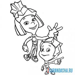 Раскраска симка и нолик | фиксики