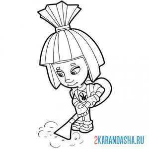 Раскраска симка пылесосит | фиксики