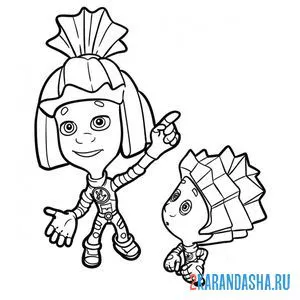 Раскраска нолик с сестрой симкой