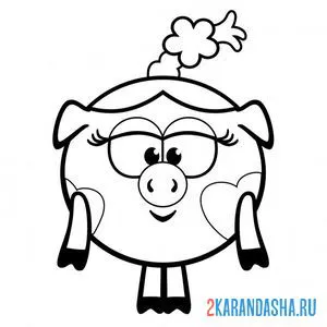 Раскраска нюша с бантиком | смешарики