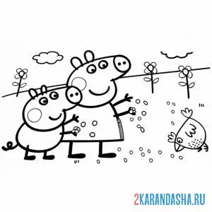 Раскраска с братиком кормят курочку