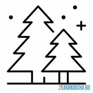 Раскраска две простых елки онлайн