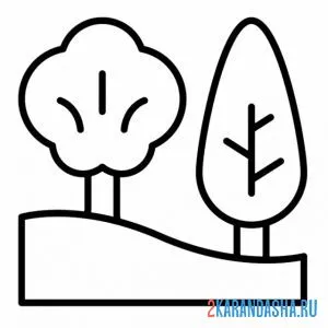 Раскраска два дерева на опушке онлайн