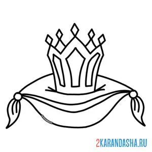 Раскраска корона на подушке