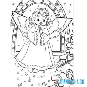 Раскраска рождественский ангелок
