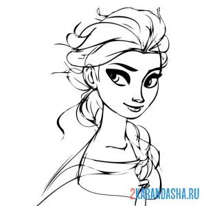 Раскраска портрет принцессы эльзы