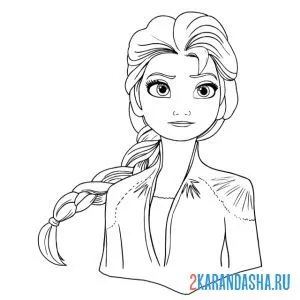 Раскраска эльза с косой