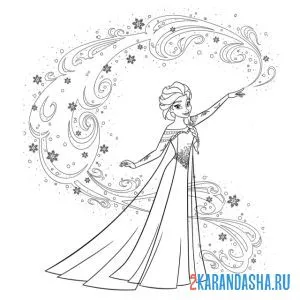 Раскраска эльза управляет магией
