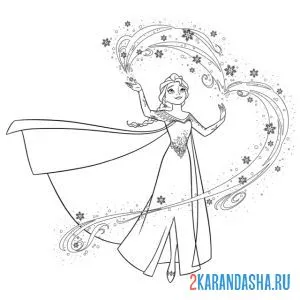 Раскраска эльза научилась управлять магией