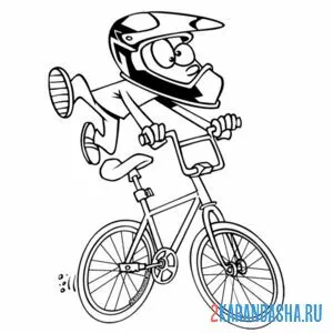 Раскраска спортсмен на велосипеде