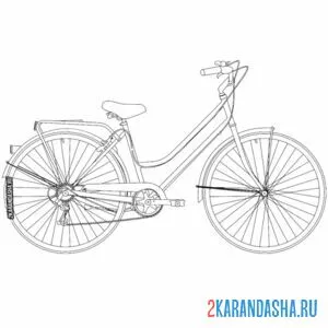 Раскраска женский велосипед