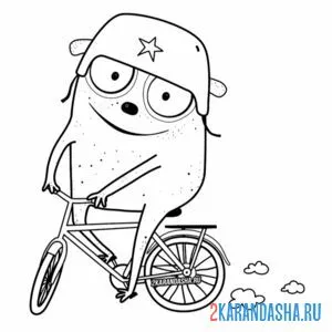 Раскраска зверюшка на велосипеде