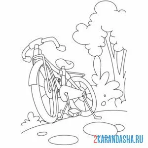 Раскраска велосипед в лесу