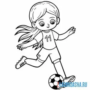 Раскраска девочка играет в футбол