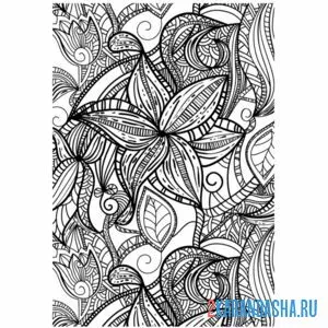 Раскраска цветы в узорах антистрессс