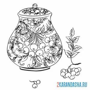 Раскраска хохлома сахарница