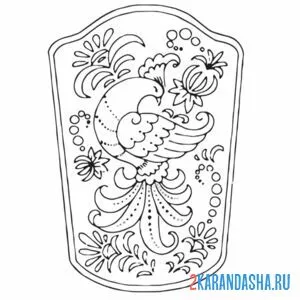 Раскраска хохлома разделочная доска