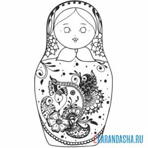 Раскраска матрешка разукрась сам