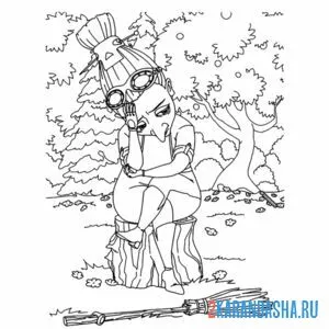 Раскраска баба яга грустит