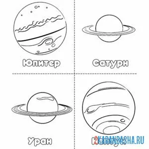 Раскраска четыре планеты