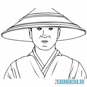 Раскраска рейден в шляпе мортал комбат