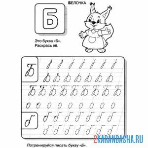 Раскраска обведи букву б пропись