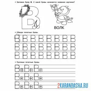 Раскраска обведи печатную букву в