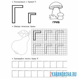 Раскраска г буква пропись