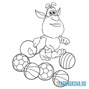 Раскраска буба и мячики