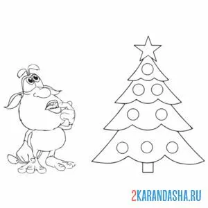 Раскраска буба и елка