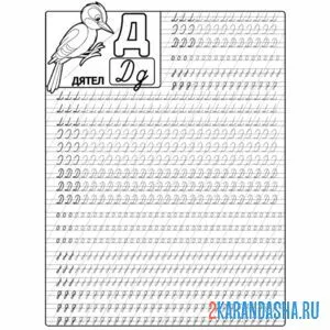 Раскраска заглавная и строчная буква д пропись