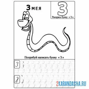 Раскраска пропись строчная и прописная буква з