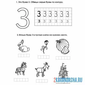 Раскраска обведи букву з