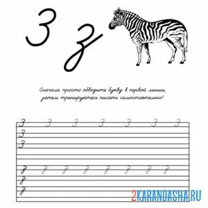 Раскраска обведи и напиши букву з