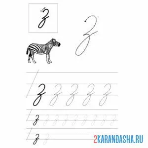 Раскраска строчная буква з пропись