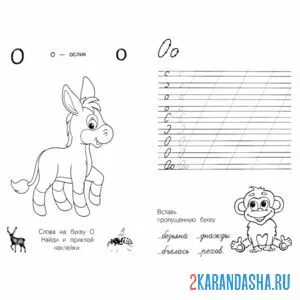 Раскраска пропись буква о с картинками