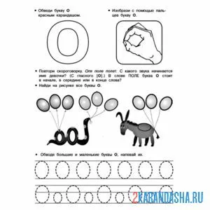 Раскраска пропись буква о с заданием