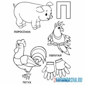 Раскраска слова на букву п рисунки