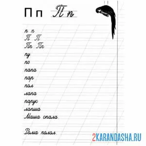 Раскраска буква п слова в прописи