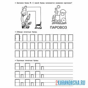 Раскраска пропись печатная заглавная и строчная буква п