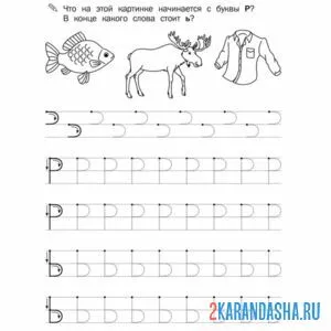 Раскраска пропись буква р по точкам