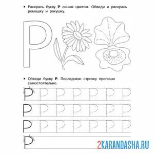 Раскраска обведи букву р пропись