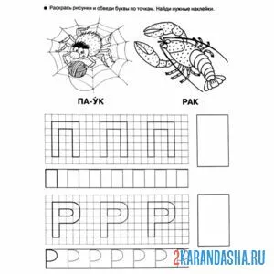 Раскраска пропись печатные буквы п р