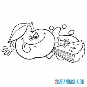 Раскраска яблочный пирог и яблоко